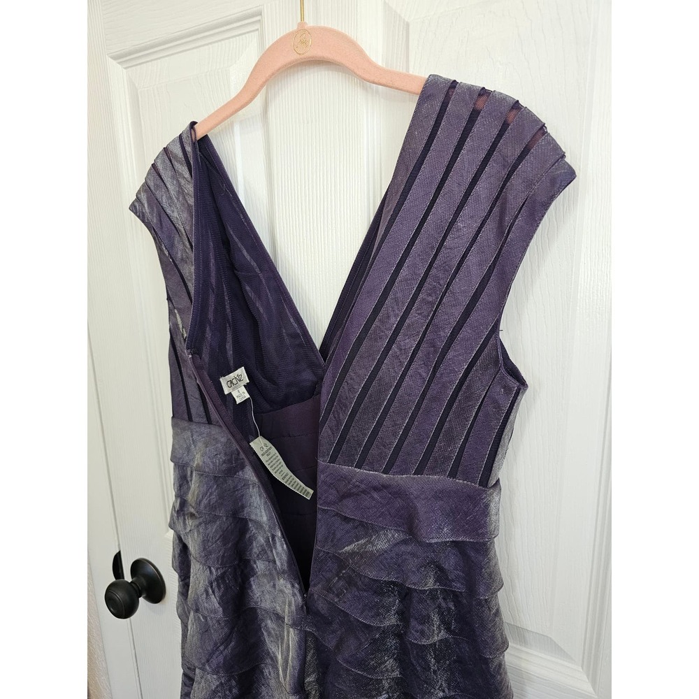 NWT Cache Tiered Layered Sleeveless Midi Purple Dress Size 8 - Picture 3 of 5